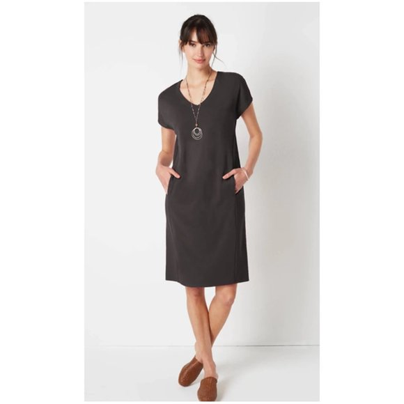 J. Jill Dresses & Skirts - J. Jill Wearever Double-Face Jersey Dolman-Sleeve Dress Licorice Dark Grey XL